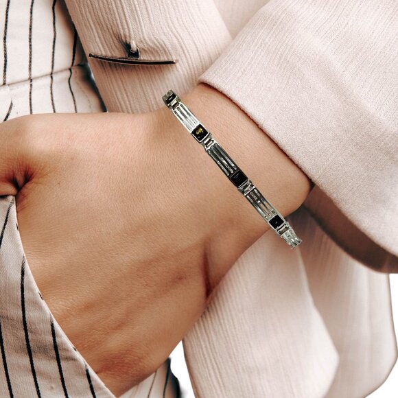 Baltic Amber & Sterling Silver 925 Bracelet With Rectangular Link Design - Picture 3 of 13